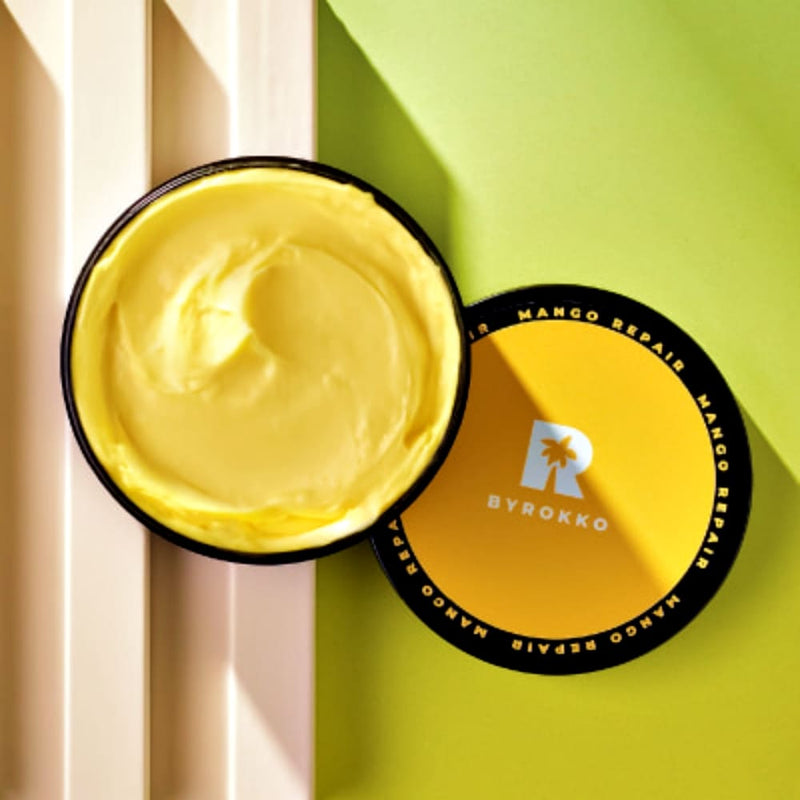 BYROKKO Mango Repair Hair Mask, Atkurianti plaukų kaukė su Mango ir Taukmedžio sviestu, atstatanti plaukų kaukė, plaukų kaukė dažytiems plaukams, plaukų kaukė priaugintiems plaukams