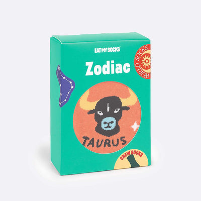 EAT MY SOCKS Zodiac Taurus, Kojinės Zodiakas Jautis, žaismingos spalvotos kojinės, Originali dovana vyrams, moterims, vaikams ir paaugliams, universalus dydis, jaučio zodiako ženklo formos kojinės