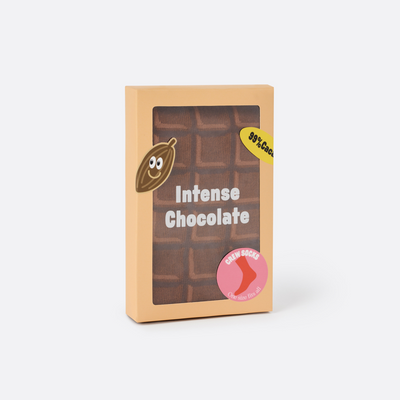 EAT MY SOCKS Intense Chocolate, Kojinės Juodasis Šokoladas, žaismingos spalvotos kojinės, Originali dovana vyrams, moterims, vaikams ir paaugliams, universalus dydis, juodojo šokolado plytelės formos kojinės
