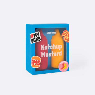 EAT MY SOCKS Ketchup Mustard, Kojinės Kečupas ir Garstyčios, žaismingos spalvotos kojinės, Originali dovana vyrams, moterims, vaikams ir paaugliams, universalus dydis, padažų formos kojinės