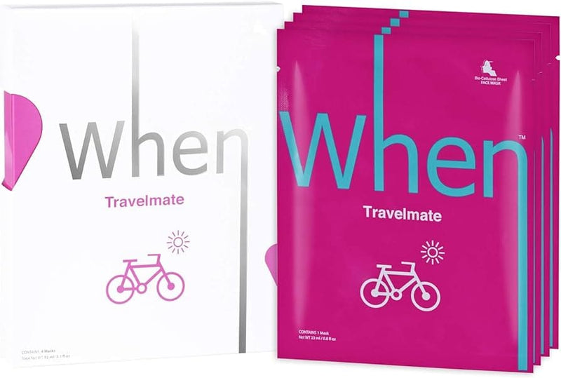 WHEN Beauty Travelmate Refreshing Bio-Cellulose Sheet Face Mask, Gaivinančios Premium Klasės Bio-Celiuliozės Lakštinės Veido Kaukės