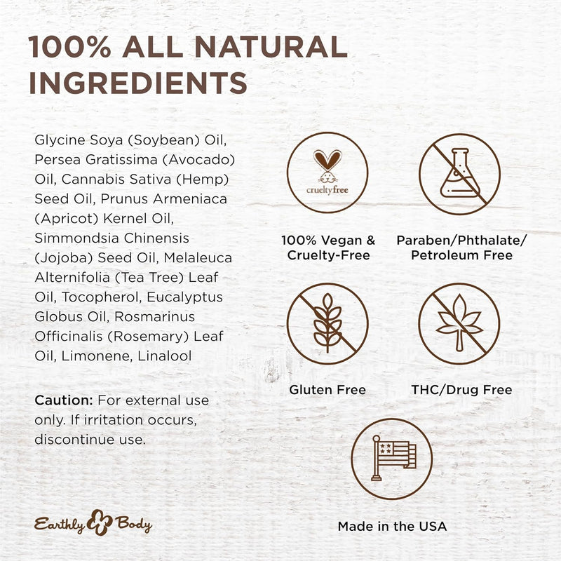 Earthly Body Miracle Oil - 100 % natūralus arbatmedžio, kanapių sėklų aliejus ir Vitaminas E, Unikalus veido serumas, ramina odos sudirgimus, padeda išlyginti raukšles, aliejinis veido serumas, kūno serumas