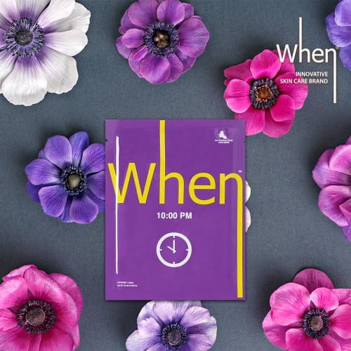 WHEN Beauty 10:00 PM Bio-Cellulose Sheet Face Mask, Priešraukšlinės Premium Klasės Bio-Celiuliozės Lakštinės Veido Kaukės