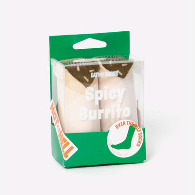 Kojinės Aštrus Meksikietiškas Burrito, žaismingos spalvotos kojinės, Originali dovana vyrams, moterims, vaikams ir paaugliams, universalus dydis, buritto formos kojinės  - EAT MY SOCKS Spicy Burrito