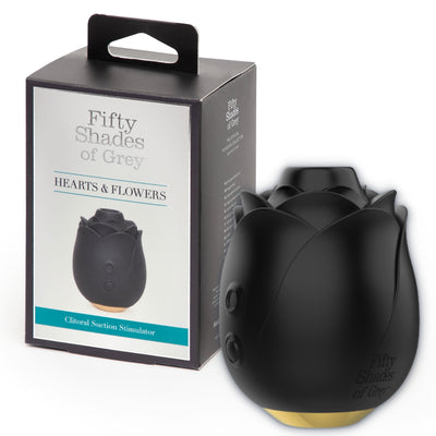 Fifty Shades Of Grey Suction Clitoral Stimulator Rose Black, Klitorio stimuliatorius Juoda rožė, Penkiasdešimt pilkų atspalvių, moteriškas vibratorius, klitorio vibratorius rožė, vibratorius mergvakariui