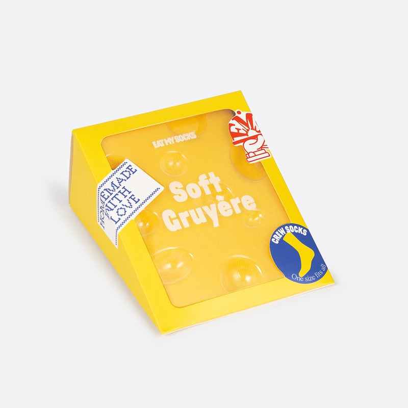 Kojinės Šveicariškas Sūris Gruyere, žaismingos spalvotos kojinės, Originali dovana vyrams, moterims, vaikams ir paaugliams, universalus dydis, sūrio formos kojinės  - EAT MY SOCKS Soft Gruyère Cheese