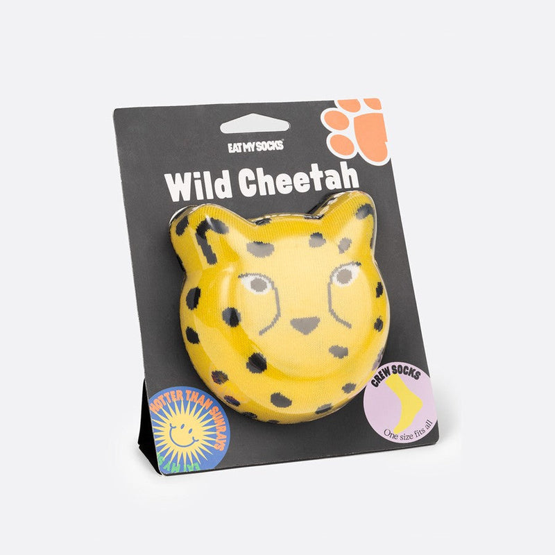 Kojinės Laukinis Gepardas, žaismingos spalvotos kojinės, Originali dovana vyrams, moterims, vaikams ir paaugliams, universalus dydis, gepardo formos kojinės - EAT MY SOCKS Wild Cheetah