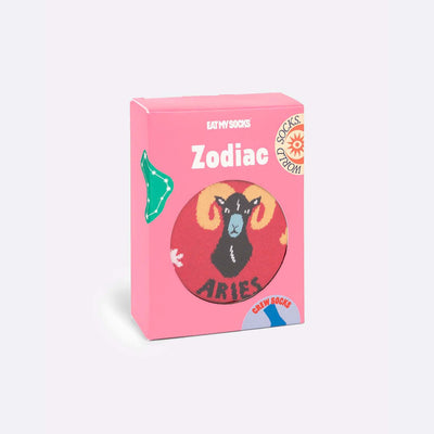 Avino zodiako ženklo kojinės, žaismingos spalvotos kojinės, Originali dovana vyrams, moterims, vaikams ir paaugliams, universalus dydis, avino zodiako ženklo formos kojinės  - EAT MY SOCKS Zodiac Aries