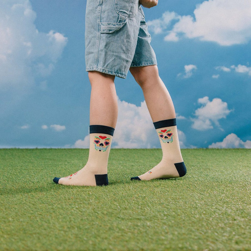 EAT MY SOCKS Calaca, Kojinės Meksikietiška Kaukolė, žaismingos spalvotos kojinės, Originali dovana vyrams, moterims, vaikams ir paaugliams, universalus dydis, kaukolės formos kojinės