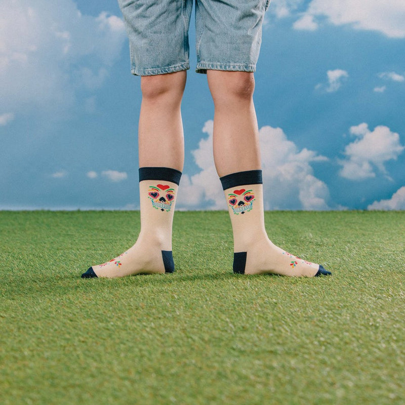 EAT MY SOCKS Calaca, Kojinės Meksikietiška Kaukolė, žaismingos spalvotos kojinės, Originali dovana vyrams, moterims, vaikams ir paaugliams, universalus dydis, kaukolės formos kojinės