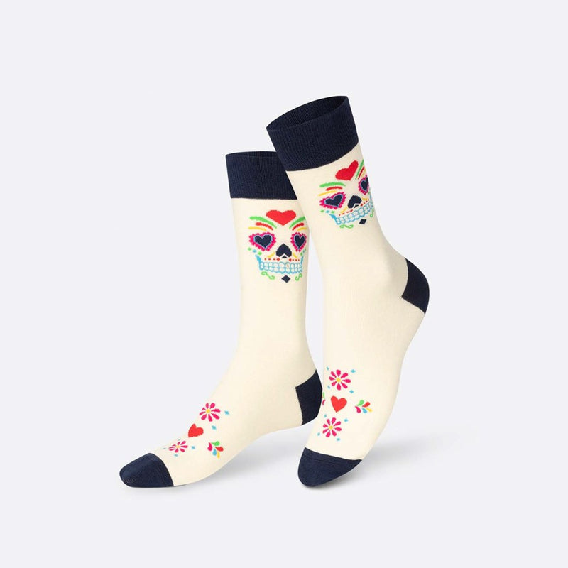 EAT MY SOCKS Calaca, Kojinės Meksikietiška Kaukolė, žaismingos spalvotos kojinės, Originali dovana vyrams, moterims, vaikams ir paaugliams, universalus dydis, kaukolės formos kojinės