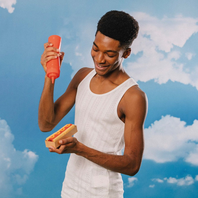 Kojinės Dešrainis su kečupu ir garstyčiomis, žaismingos spalvotos kojinės, Originali dovana vyrams, moterims, vaikams ir paaugliams, universalus dydis, dešrainio formos kojinės - EAT MY SOCKS Hot Dog