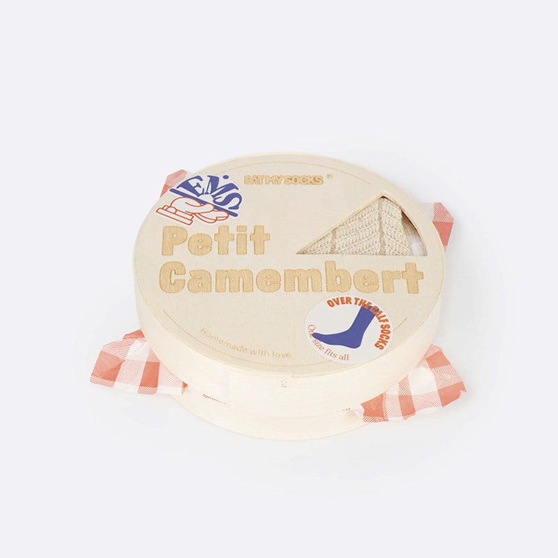 Kojinės Keptas Camembert Sūris, žaismingos spalvotos kojinės, Originali dovana vyrams, moterims, vaikams ir paaugliams, universalus dydis, sūrio formos kojinės  - EAT MY SOCKS Petit Camembert Cheese