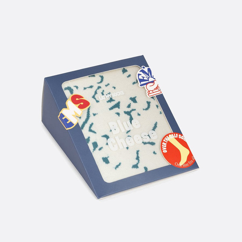 Kojinės Mėlynasis Pelėsinis Sūris, žaismingos spalvotos kojinės, Originali dovana vyrams, moterims, vaikams ir paaugliams, universalus dydis, sūrio formos kojinės  - EAT MY SOCKS Blue Cheese