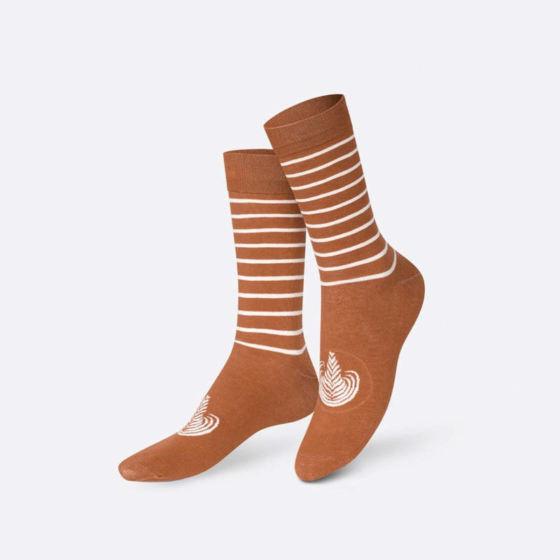 EAT MY SOCKS Caffè Latte, Kojinės Kava Latte su Pieno Puta, žaismingos spalvotos kojinės, Originali dovana vyrams, moterims, vaikams ir paaugliams, universalus dydis, latte kavos formos kojinės