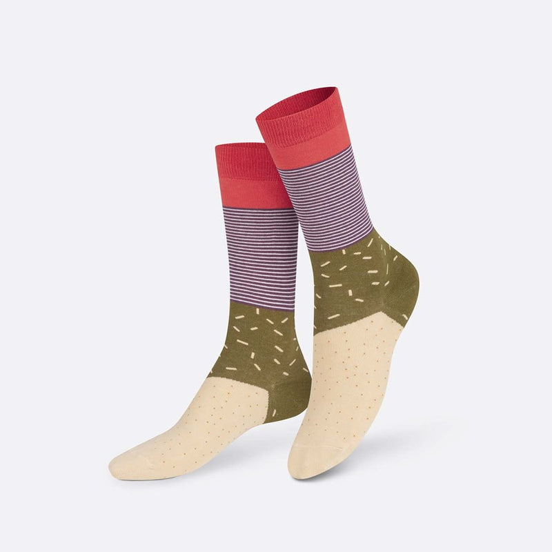 Kojinės Aštrus Meksikietiškas Burrito, žaismingos spalvotos kojinės, Originali dovana vyrams, moterims, vaikams ir paaugliams, universalus dydis, buritto formos kojinės  - EAT MY SOCKS Spicy Burrito