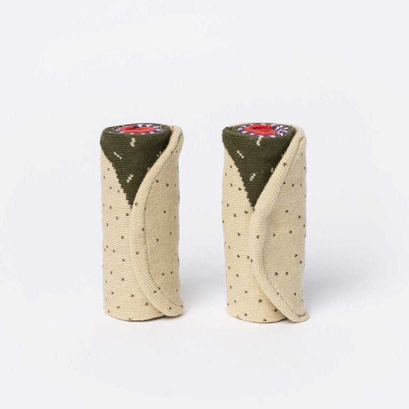 Kojinės Aštrus Meksikietiškas Burrito, žaismingos spalvotos kojinės, Originali dovana vyrams, moterims, vaikams ir paaugliams, universalus dydis, buritto formos kojinės  - EAT MY SOCKS Spicy Burrito