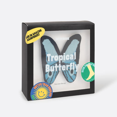Kojinės Drugelis, žaismingos spalvotos kojinės, Originali dovana vyrams, moterims, vaikams ir paaugliams, universalus dydis, ryškiaspalvio drugelio formos kojinės - EAT MY SOCKS Tropical Butterfly