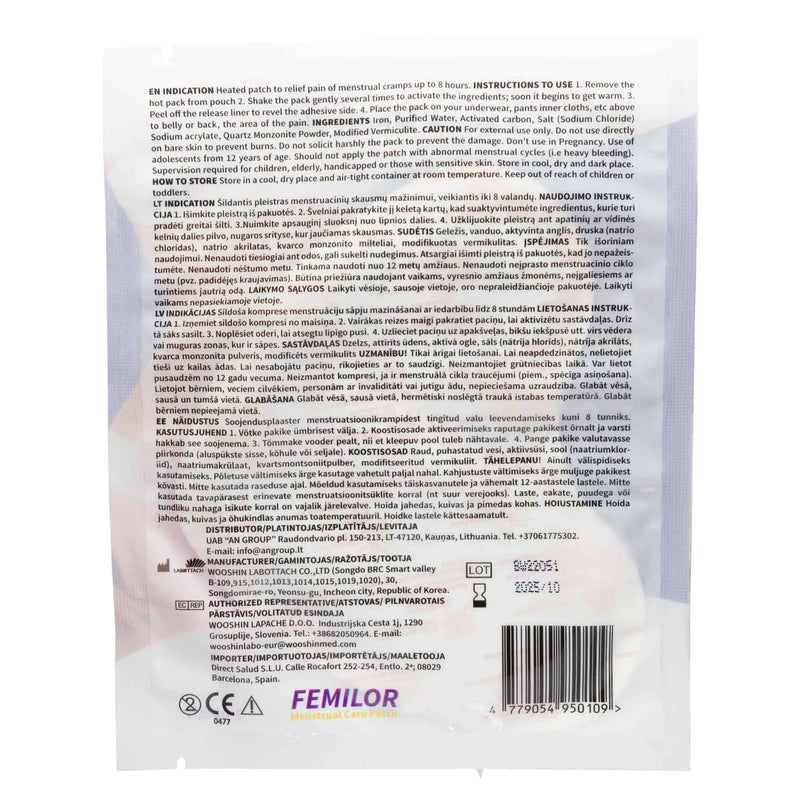 FEMILOR Šildantys Menstruacijų Pleistrai nuo Skausmo