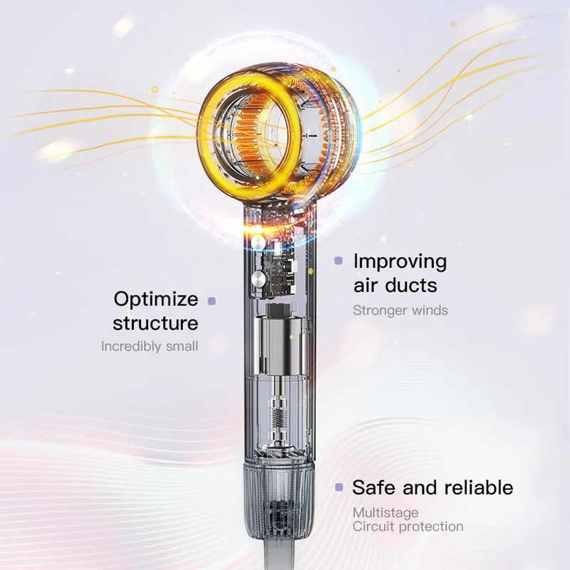 OSOM Plaukų Džiovintuvas High Speed Hair Dryer 110,000 aps/min, 1400 W, su Jonų Funkcija, Pilkos Spalvos