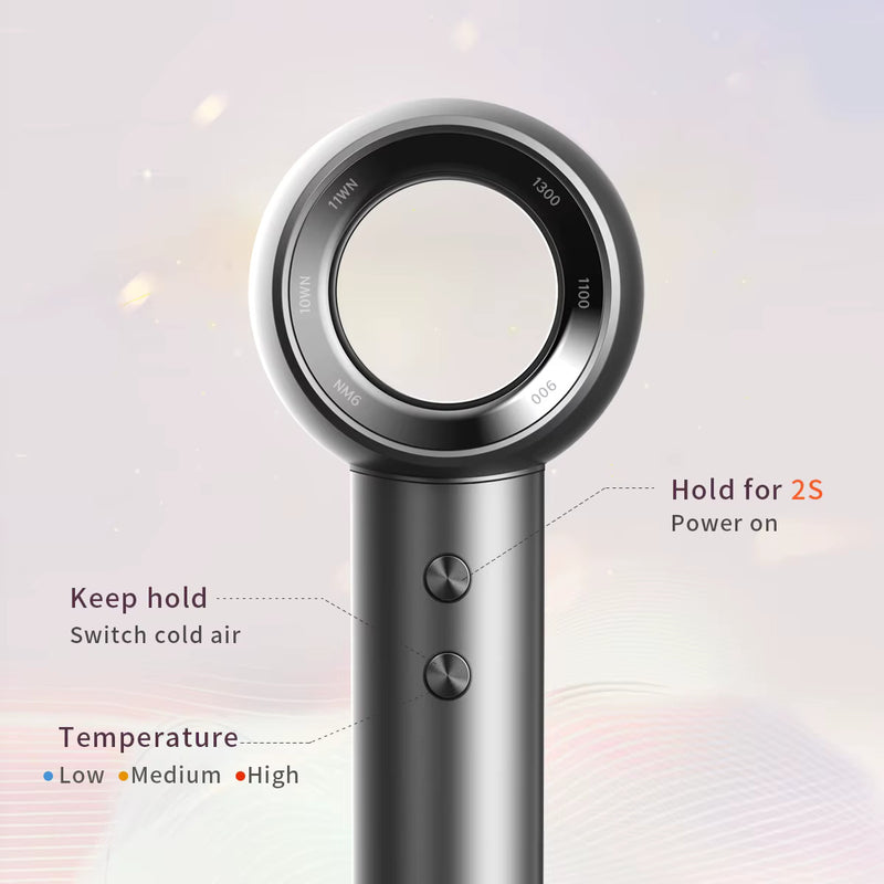 Plaukų Džiovintuvas Kirpykloms High Speed Hair Dryer 110,000 aps/min, 1300 W, su Jonų Funkcija, Pilkos Spalvos