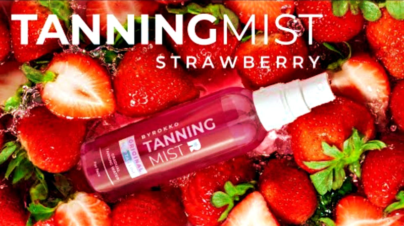 BYROKKO Self tanning water - savaiminio įdegio vanduo su braškėmis, netepa drabužių