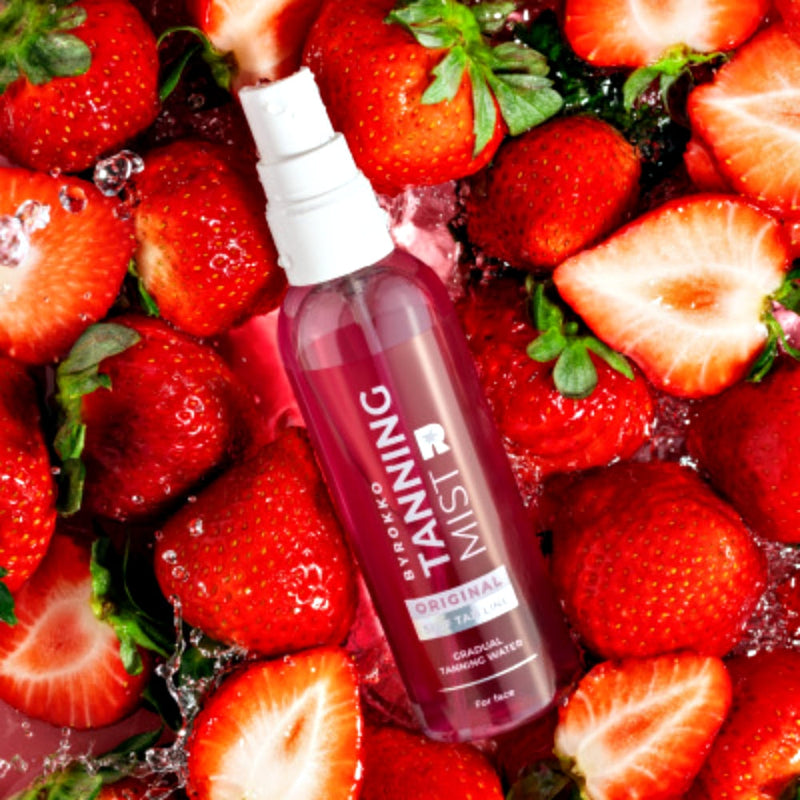 BYROKKO Strawberry Tanning Mist, Savaiminio įdegio vanduo braškių kvapo