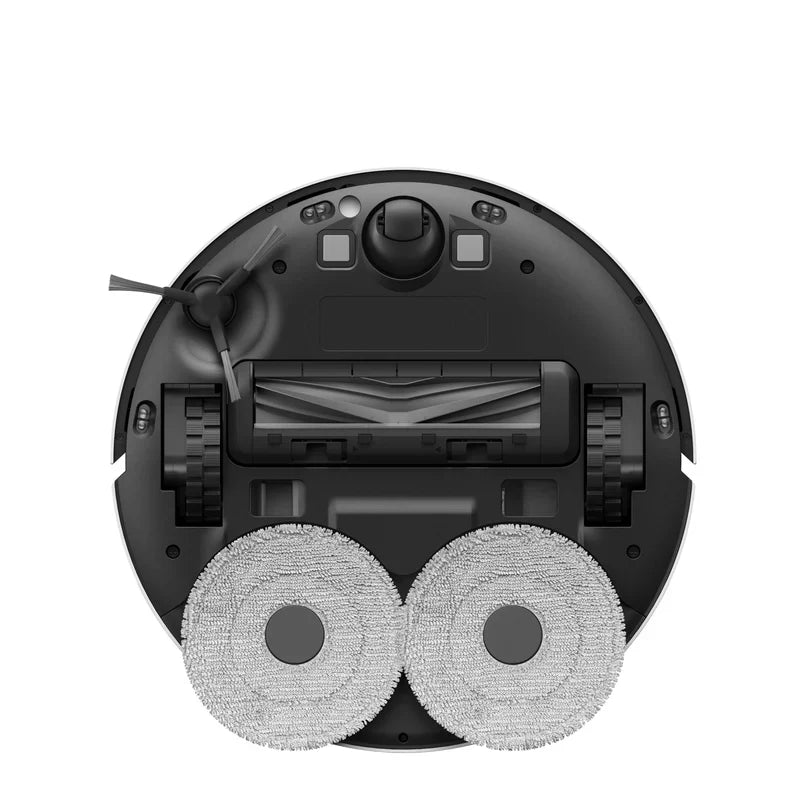 Dulkių Siurblys-Robotas Dreame L10S Plus apačioje matomas su šoniniais šepečiais ir šluostėmis
