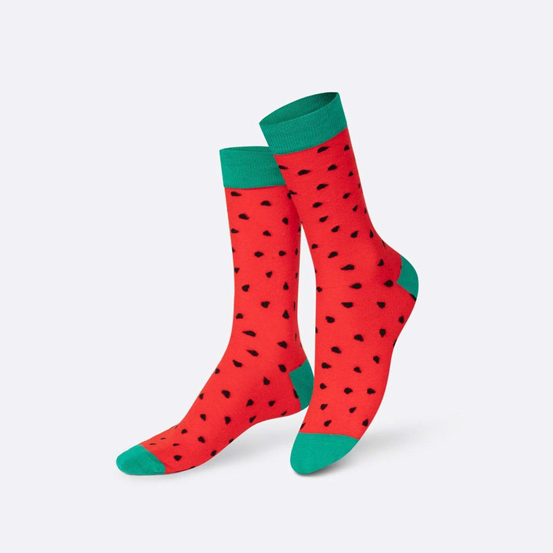 Kojinės Arbūzas, žaismingos spalvotos kojinės, Originali dovana vyrams, moterims, vaikams ir paaugliams, universalus dydis, arbūzo formos kojinės  - EAT MY SOCKS Fresh Watermelon