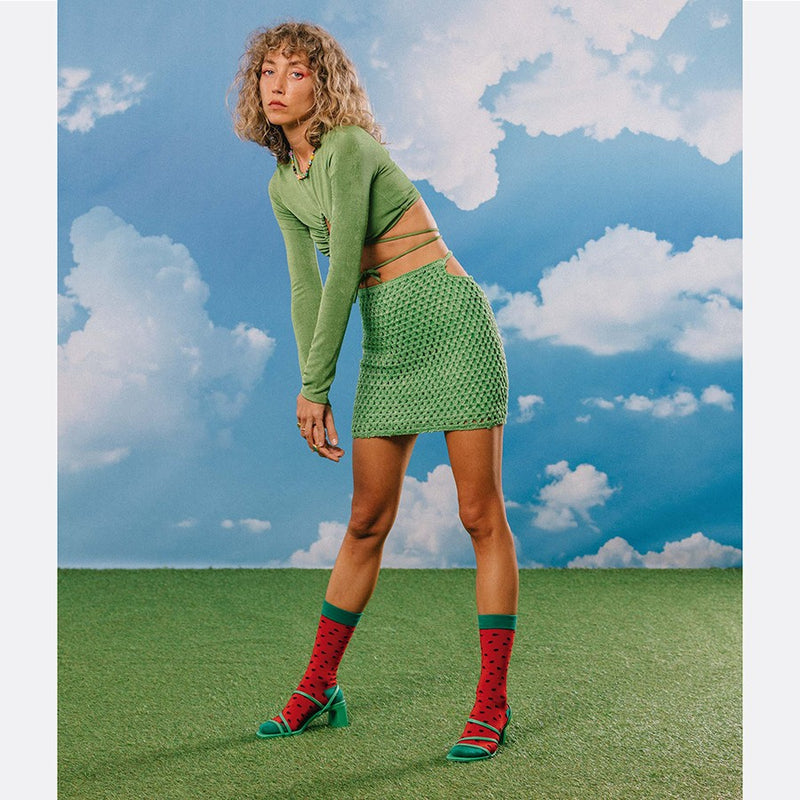 Kojinės Arbūzas, žaismingos spalvotos kojinės, Originali dovana vyrams, moterims, vaikams ir paaugliams, universalus dydis, arbūzo formos kojinės  - EAT MY SOCKS Fresh Watermelon