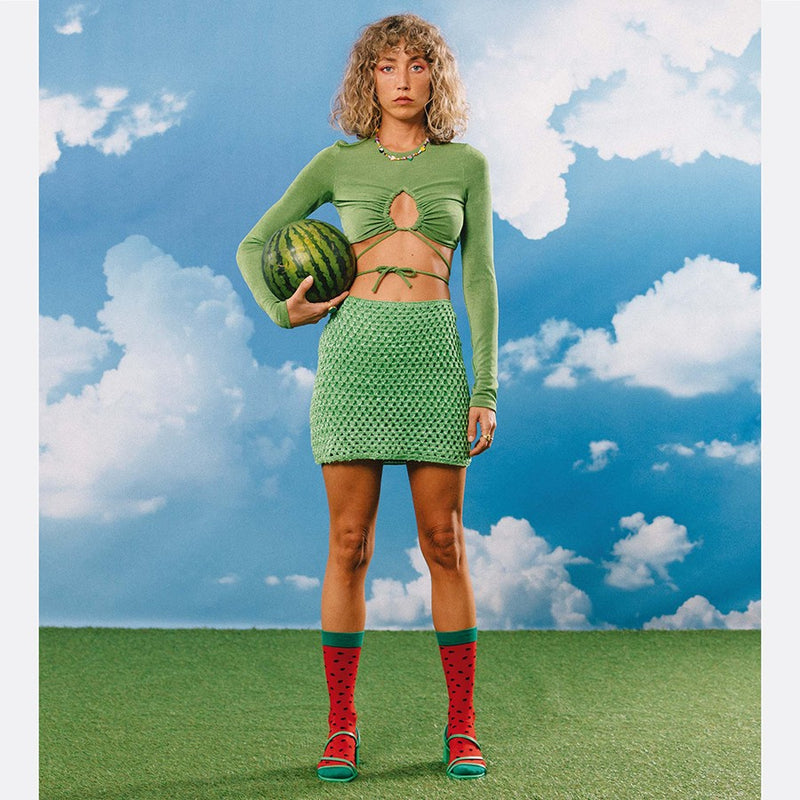 Kojinės Arbūzas, žaismingos spalvotos kojinės, Originali dovana vyrams, moterims, vaikams ir paaugliams, universalus dydis, arbūzo formos kojinės  - EAT MY SOCKS Fresh Watermelon