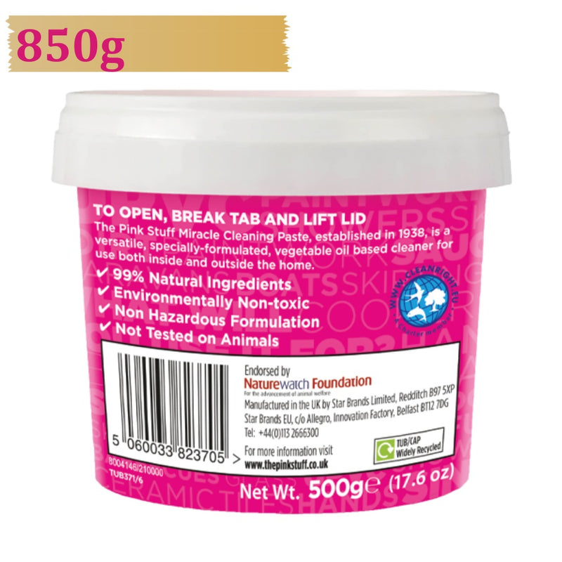 THE PINK STUFF Stardrops Miracle Cleaning Paste 850 g, valomoji pasta visų rūšių nešvarumams ir dėmėms, efektyviai valo riebalų dėmes nuo visų paviršių
