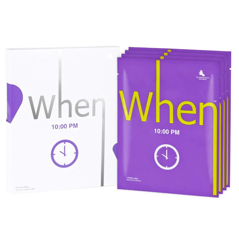 WHEN Beauty 10:00 PM Bio-Cellulose Sheet Face Mask, Priešraukšlinės Premium Klasės Bio-Celiuliozės Lakštinės Veido Kaukės