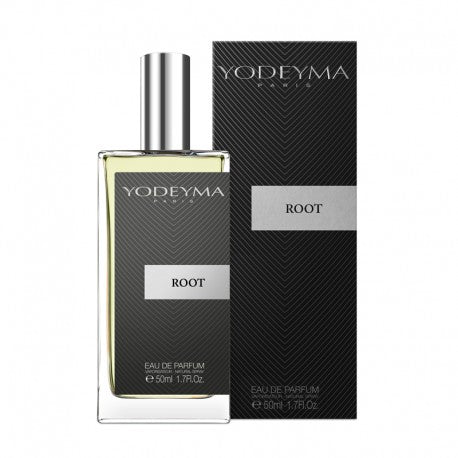 YODEYMA Root Eau de Parfum Vyriški Kvepalai buteliukas su elegantišku dizainu ir dėžute