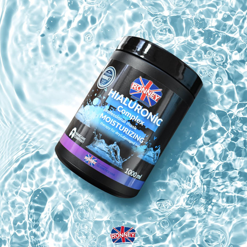 Drėkinanti Plaukų Kaukė su Hialurono Rūgštimi sausiems, dažytiems ir pažeistiems plaukams, apsaugo plaukus nuo išsausėjimo ir karščio - RONNEY Hyaluronic Acid Moisturizing mask