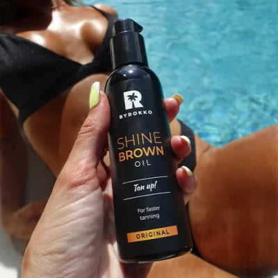 BYROKKO Shine Brown Įdegio aliejus su morkų aliejumi, įdegiui saulėje ir soliariume