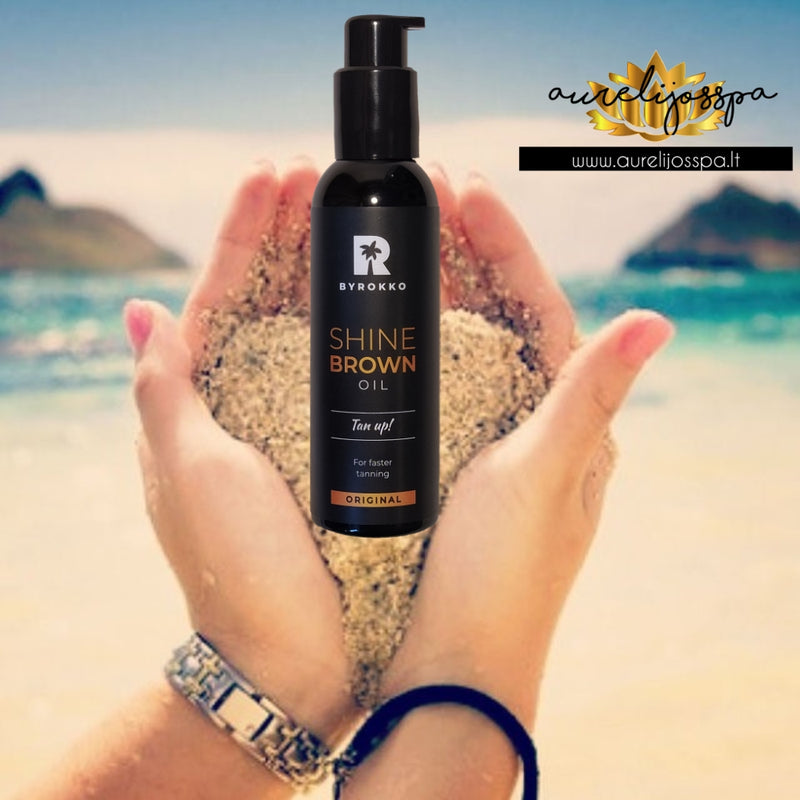 Shine Brown Įdegio aliejus deginimuisi saulėje ir soliariume - BYROKKO
