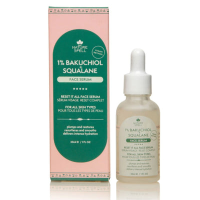 1% Bakučiolio + Svaleno Veido Serumas | Veganiškas retinolis nedirginantis odos - Nature Spell