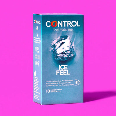 Šaldančio efekto stimuliuojantys natūralaus latekso prezervatyvai CONTROL Ice Feel, Vaginaliniam, oraliniam ir analiniam seksui
