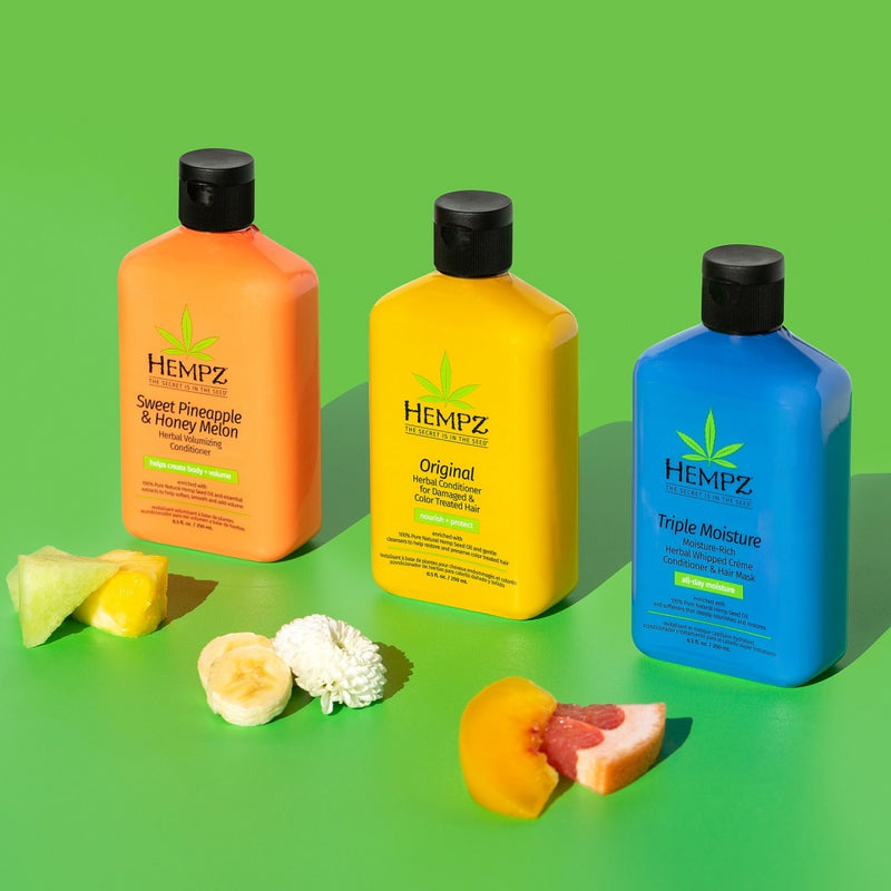 Hempz Sweet Pineapple & Honey Melon Apimties Suteikiantis Plaukų Šampūnas su Kanapių aliejumi sausiems ir ploniems plaukams, skatina plaukų augimą