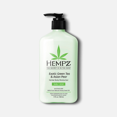 Hempz Drėkinantis kūno kremas su žaliąja arbata, kriaušėmis ir kanapių aliejumi sausai odai, padeda išlaikyti įdegį ilgiau - Exotic Green Tea & Asian Pear Herbal Body Moisturizer & tan extender