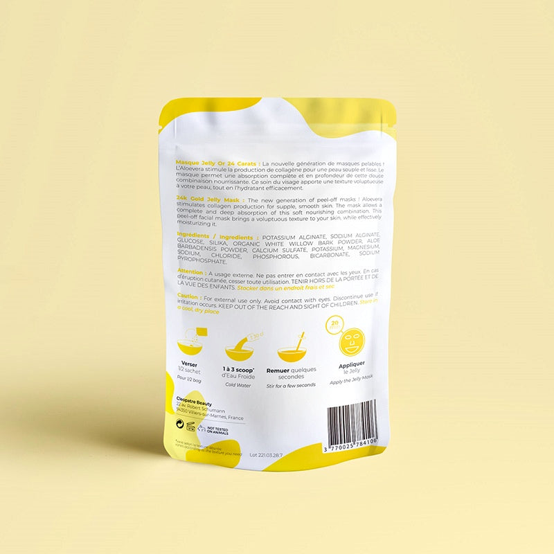 Hidrogelinė veido kaukė su sraigių sekretu ir 24 karatu auksu, alginatinė nulupama veido kaukė, hidrogelio kaukė, griožio salonams ir profesionalams - Cleopatre Beauty