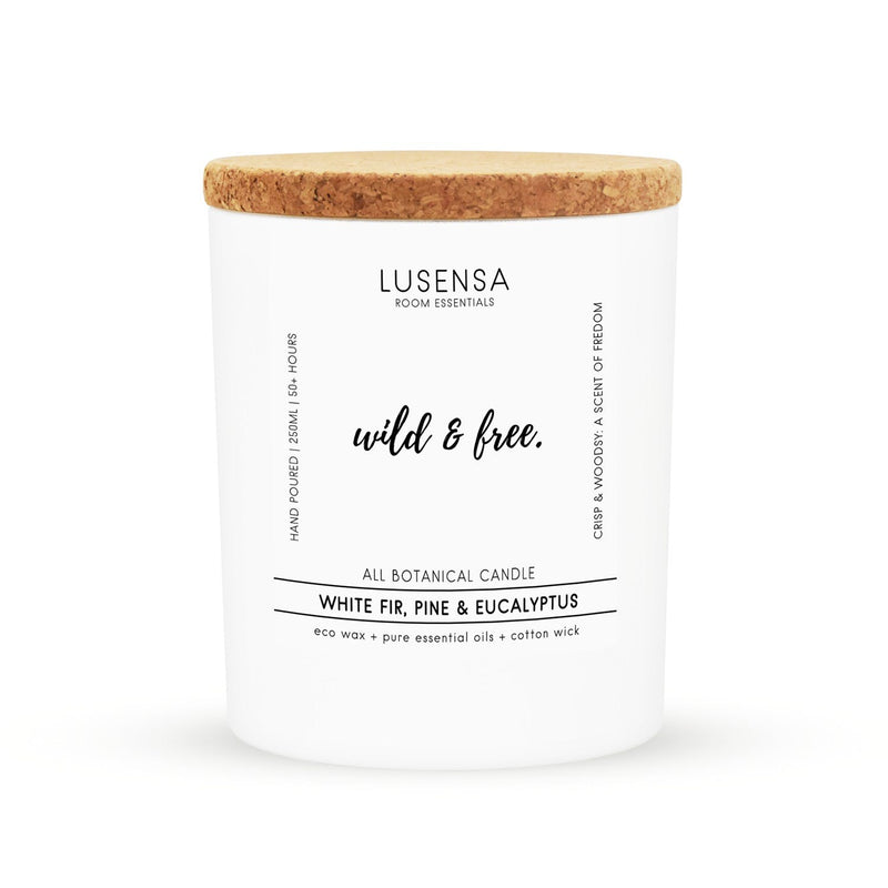Prabangi mediena ir mišku kvepianti namų žvakė "LAUKINIS" pagaminta iš ekologiško rapsų vaško - LUSENSA