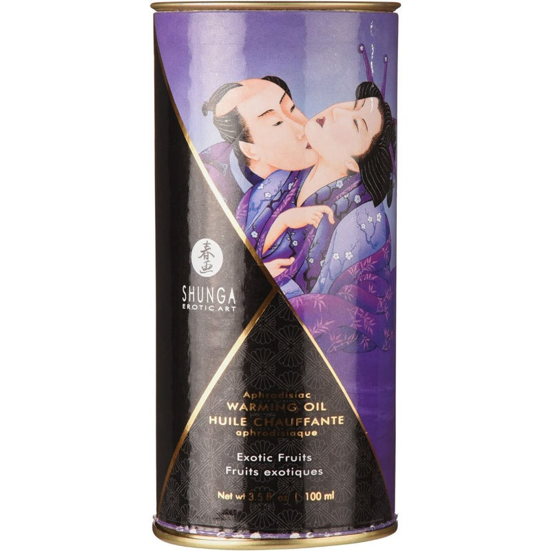 Šildantis afrodiziako masažo aliejus su Egzotiniais vaisiais, skirtas erotiniam viso kūno masažui, 100% natūralus ir valgomas - SHUNGA Aphrodisiac Warming erotic massage oil