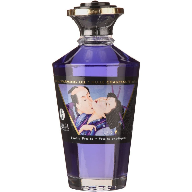 Šildantis afrodiziako masažo aliejus su Egzotiniais vaisiais, skirtas erotiniam viso kūno masažui, 100% natūralus ir valgomas - SHUNGA Aphrodisiac Warming erotic massage oil