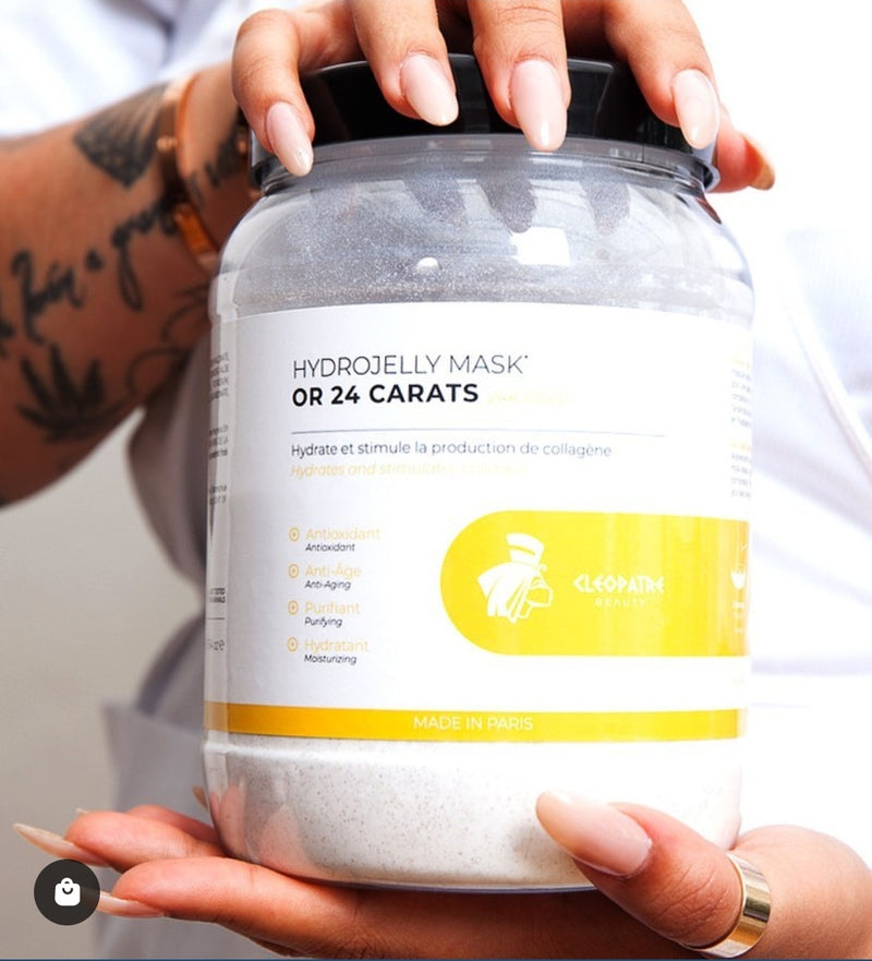 Hidrogelinė veido kaukė su sraigių sekretu ir 24 karatu auksu, alginatinė nulupama veido kaukė, hidrogelio kaukė, griožio salonams ir profesionalams - Cleopatre Beauty