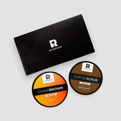 BYROKKO Rinkinys | Shine Brown įdegio kremas ir  Coffee Scrub Kūno šveitiklis su kava