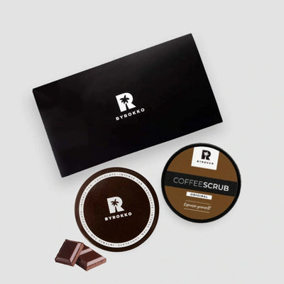BYROKKO Rinkinys | Shine Brown Chocolate įdegio kremas su šokoladu ir Coffee Scrub Kūno šveitiklis su kava