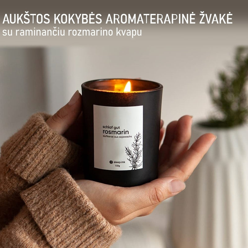 Raminanti aromaterapinė sojų vaško žvakė su Rozmarinu - Sleep.ink