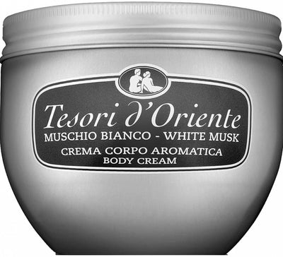 Tesori d'Oriente MUSCHIO BIANCO Body Cream, Drėkinantis Kūno Kremas, muskuso kūno kremas, parfumuotas kūno kremas, rytietiškas kūno kremas, maitinantis kūno kremas, moteriškas kūno kremas, vyriškas kūno kremas